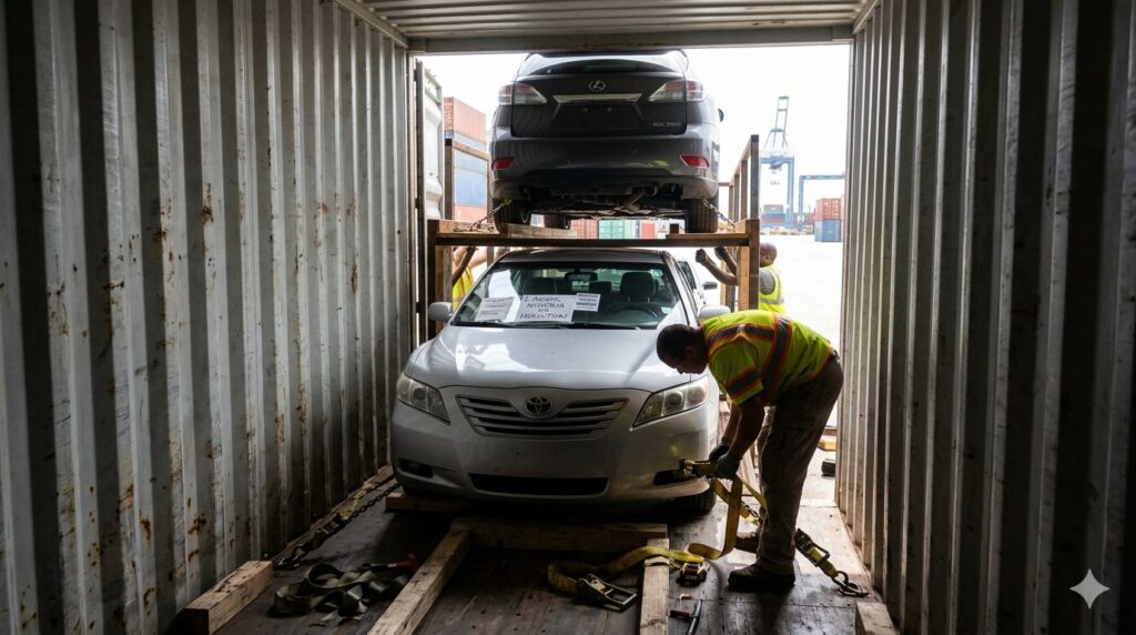 Cars in the USA prepared for export to Nigeria